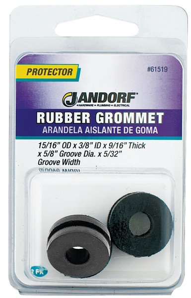 Jandorf 61519 Grommet, Rubber, Black, 9/16 in Thick Panel [SKU: ORG3395761]