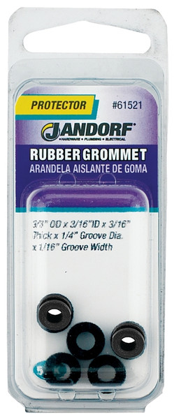 Jandorf 61521 Grommet, Rubber, Black, 3/16 in Thick Panel [SKU: ORG3395787]