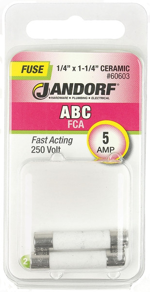 Jandorf 60603 Fast Acting Fuse, 5 A, 250 V, 200 A, 10 kA Interrupt, Ceramic Body [SKU: ORG3397569]