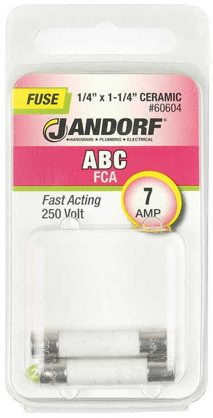 Jandorf 60604 Fast Acting Fuse, 7 A, 250 V, 200 A, 10 kA Interrupt, Ceramic Body [SKU: ORG3397577]