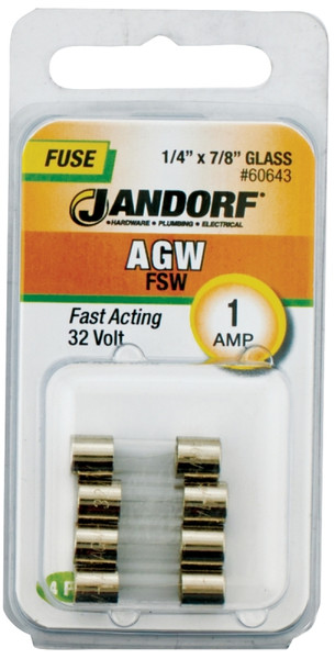 Jandorf 60643 Fast Acting Fuse, 1 A, 32 V, 10 kA Interrupt, Glass Body [SKU: ORG3398013]