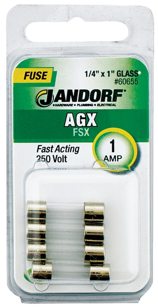 Jandorf 60655 Fast Acting Fuse, 1 A, 250 V, 35 A, 10 kA Interrupt, Glass Body [SKU: ORG3398153]