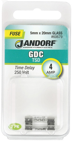 Jandorf 60679 Time Delay Fuse, 4 A, 250 V, 40 A Interrupt, Glass Body [SKU: ORG3398419]