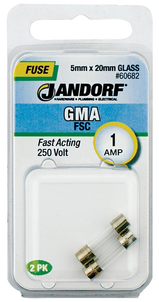 Jandorf 60682 Fast Acting Fuse, 1 A, 250 V, 35 A, 10 kA Interrupt, Glass Body [SKU: ORG3398443]
