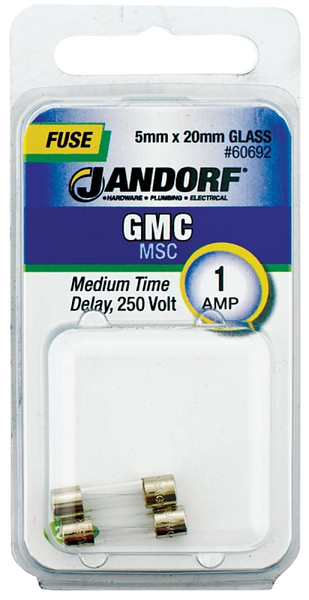 Jandorf 60692 Time Delay Fuse, 1 A, 250 V, 35 A, 10 kA Interrupt, Glass Body [SKU: ORG3398559]