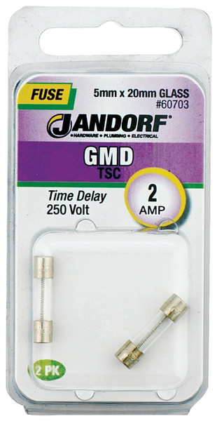 Jandorf 60703 Time Delay Fuse, 2 A, 250 V, 100 A, 10 kA Interrupt, Glass Body [SKU: ORG3398724]