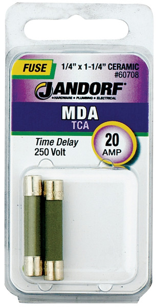 Jandorf 60708 Time Delay Fuse, 20 A, 250 V, 1500 A, 10 kA Interrupt, Ceramic Body [SKU: ORG3398880]