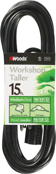 CORD EXT OUTDOOR 16/3X15FT BLK [SKU: ORG5806054]