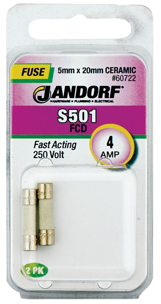 Jandorf 60722 Fast Acting Fuse, 4 A, 250 V, 1500 A Interrupt, Ceramic Body [SKU: ORG3398971]
