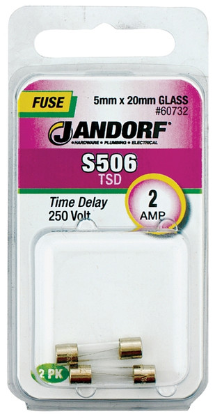 Jandorf 60732 Time Delay Fuse, 2 A, 250 V, 35 A Interrupt, Glass Body [SKU: ORG3399052]