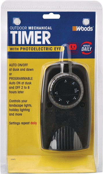 Woods 2001 Mechanical Timer, 8.3 A, 120 V, 1 W, 24 hr Time Setting, Black [SKU: ORG9100199]