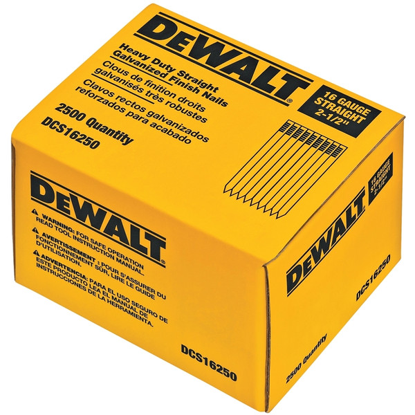 DeWALT DCS16150 Finish Nail, 1-1/2 in L, 16 Gauge, Steel, Galvanized, Brad Head, Smooth Shank [SKU: ORG7676927]