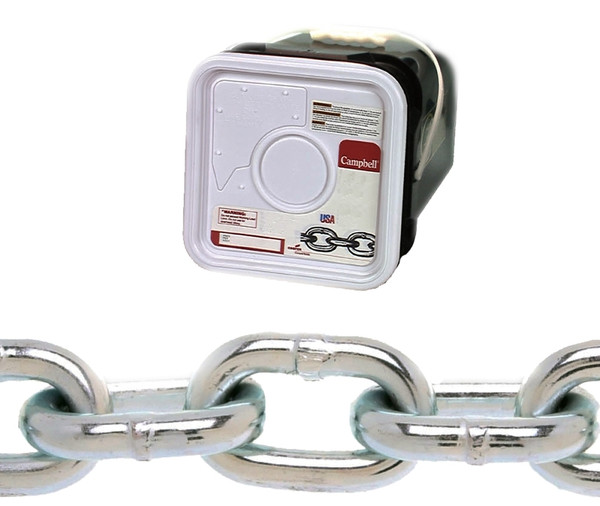 Campbell 014-3336 Proof Coil Chain, 3/16 in, 150 ft L, 30 Grade, Steel, Galvanized [SKU: ORG6633960]