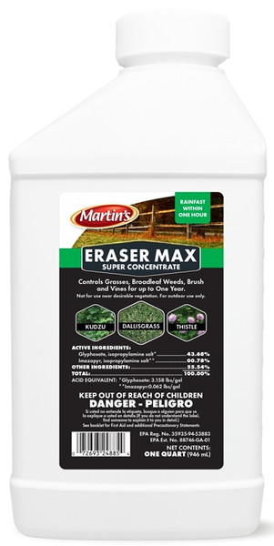 Martin's ERASER MAX 82002488 Weed Killer, Liquid, Clear Yellow, 1 qt Bottle [SKU: ORG9963810]