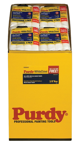 Purdy 14B863400 Paint Roller Cover, 3/8 in Thick Nap, 9 in L, Woven Fabric Cover, White [SKU: ORG3043734]