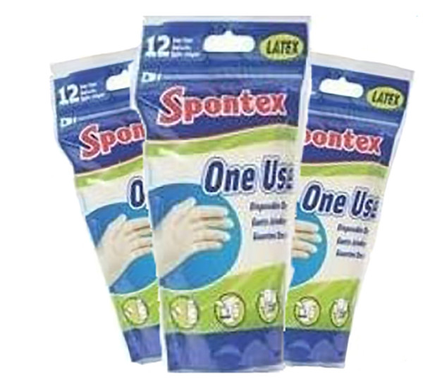 SPONTEX 76191 Seamless Disposable Gloves, One-Size, Latex, Powdered, Opaque Cream [SKU: ORG5990767]