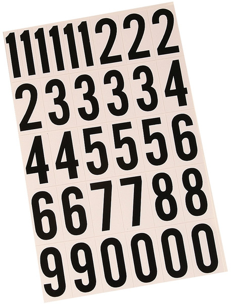 HY-KO MM-7N Packaged Number Set, 1-3/4 in H Character, Black Character, White Background, Vinyl [SKU: ORG6635650]
