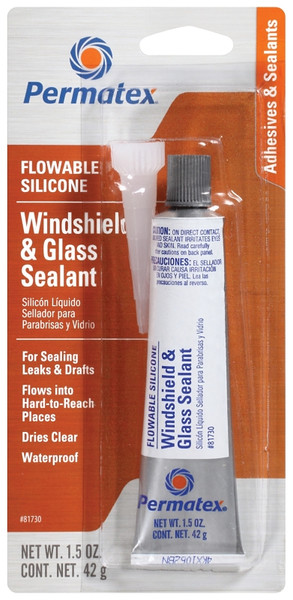 Permatex 81730 Windshield and Glass Sealer, 1.5 fl-oz Tube, Paste, Mild, Clear [SKU: ORG1907724]