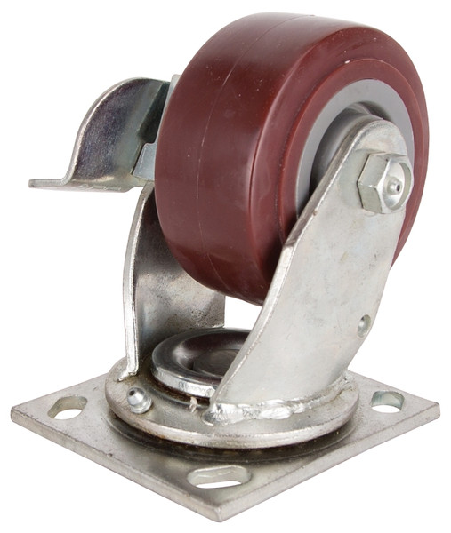 ProSource JC-P02 Swivel Caster, 4 in Dia Wheel, 2 in W Wheel, PU Wheel, Gray, 350 lb, Steel Housing Material [SKU: ORG4311379]