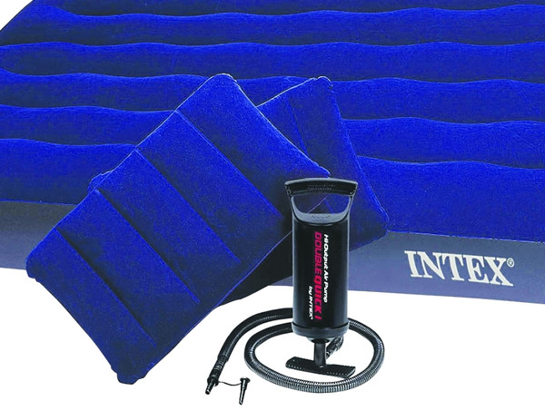 INTEX 68765 Downy Airbed Mattress, 80 in L, 60 in W, Queen, Blue [SKU: ORG8378465]