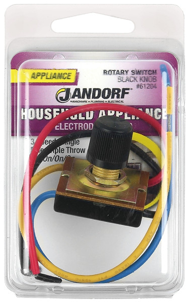 Jandorf 61204 Rotary Switch, 6.5 A, 125 V, TPST, Black [SKU: ORG3402948]