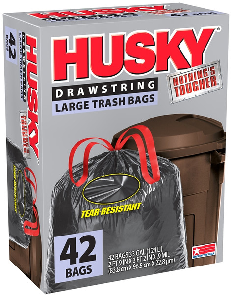 Husky HK33DS042B Trash Bag, 33 gal Capacity, Poly, Black [SKU: ORG2591998]
