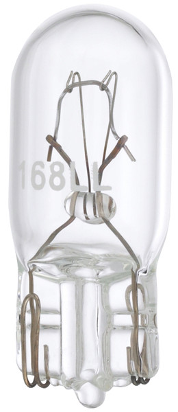 PEAK 168LL-BPP Miniature Automotive Bulb, 14 V, 5 W, Incandescent Lamp, Wedge Base, Clear Light [SKU: ORG8212839]