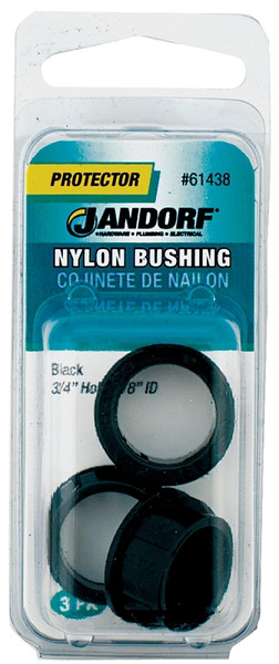 Jandorf 61438 Conduit Bushing, Nylon, Black, 5/8 in Dia Panel Hole, 0.406 in Thick Panel [SKU: ORG3394939]