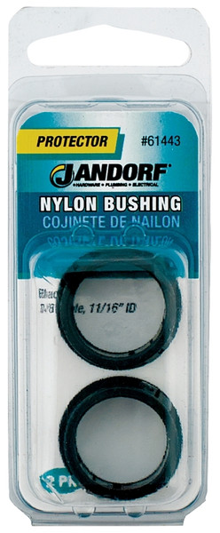 Jandorf 61443 Conduit Bushing, Nylon, Black, 11/16 in Dia Panel Hole, 0.453 in Thick Panel [SKU: ORG3394996]