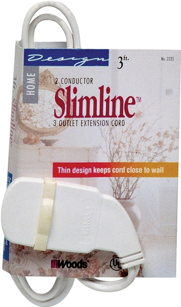 CCI 2235 Extension Cord, 16 AWG Cable, 3 ft L, 125 V, White [SKU: ORG6753784]