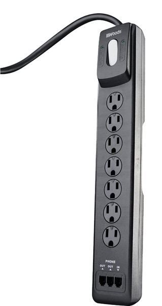 Woods 41626 Surge Protector Strip, 120 V, 15 A, 7 -Outlet, 1780 J Energy [SKU: ORG9810185]