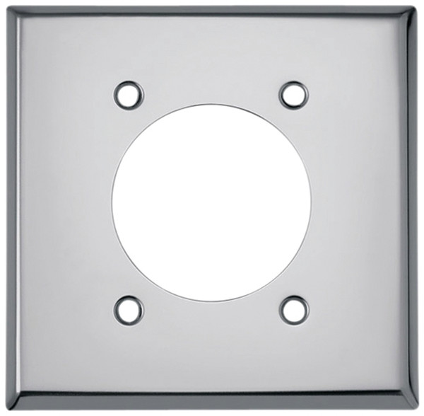 Eaton Wiring Devices 68-BOX Power Outlet Wallplate, 4-1/2 in L, 4-9/16 in W, 2 -Gang, Chrome, Silver, Chrome [SKU: ORG6857692]