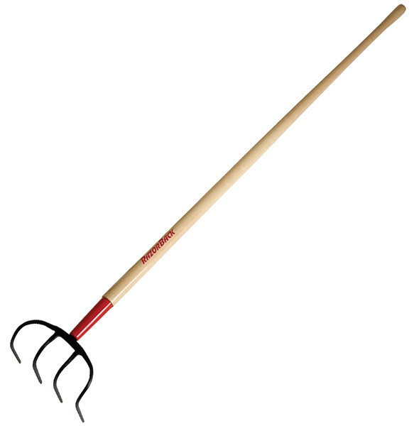 RAZOR-BACK 75212 Manure/Refuse Hook with Handle, 8-1/4 in W, 9-1/2 in L, 6 in L Tine, 4 -Tine, Wood Handle [SKU: ORG7189145]