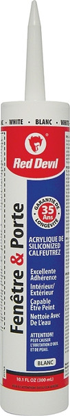 Red Devil 0111CA Siliconized Acrylic Caulk, White, 10.1 oz Cartridge [SKU: ORG7114903]