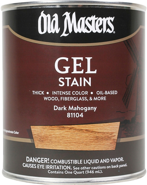 Old Masters 81104 Gel Stain, Dark Mahogany, Liquid, 1 qt, Can [SKU: ORG6218747]