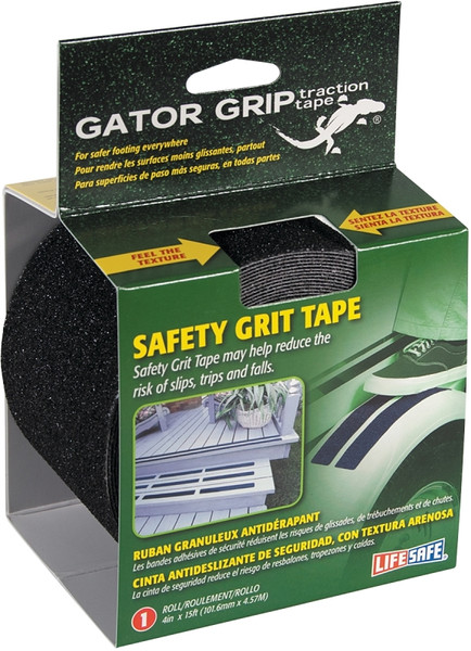 INCOM Gator Grip RE3952 Safety Grit Tape, 15 ft L, 4 in W, PVC Backing, Black [SKU: ORG8079675]