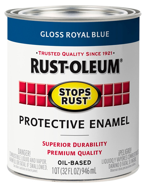 RUST-OLEUM Stops Rust 353578 Protective Enamel Paint, Gloss, Royal Blue, 1 qt [SKU: ORG2430643]