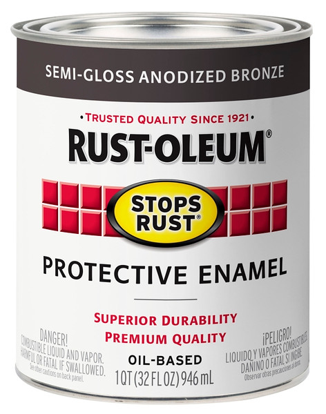 RUST-OLEUM Stops Rust 353585 Protective Enamel Paint, Semi-Gloss, Anodized Bronze, 1 qt [SKU: ORG2430734]