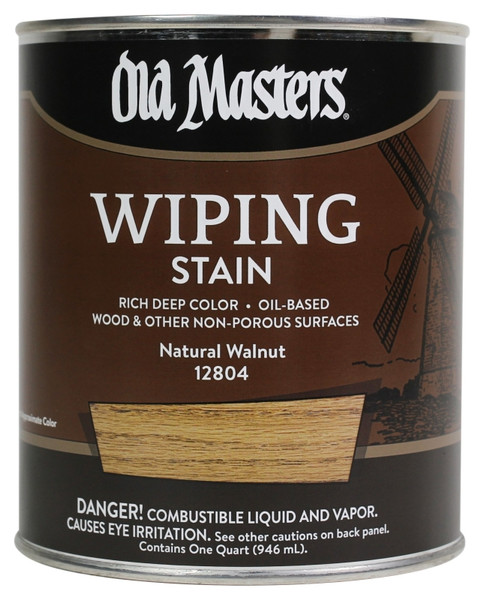 Old Masters 12804 Wiping Stain, Natural Walnut, Liquid, 1 qt, Can [SKU: ORG2060853]