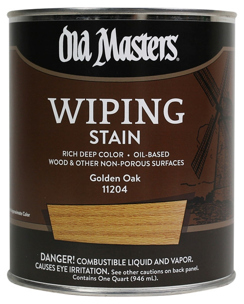 Old Masters 11204 Wiping Stain, Golden Oak, Liquid, 1 qt, Can [SKU: ORG5824669]