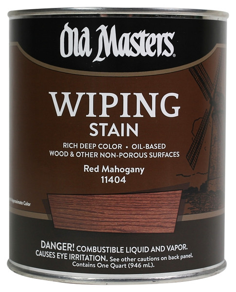 Old Masters 11404 Wiping Stain, Red Mahogany, Liquid, 1 qt, Can [SKU: ORG8563439]