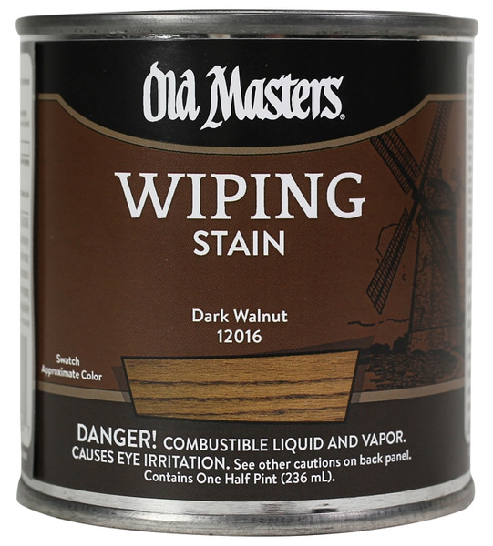 Old Masters 12016 Wiping Stain, Dark Walnut, Liquid, 0.5 pt, Can [SKU: ORG8954885]
