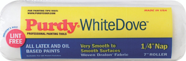 Purdy White Dove 662071 Paint Roller Cover, 1/4 in Thick Nap, 7 in L, Dralon Fabric Cover [SKU: ORG6156228]