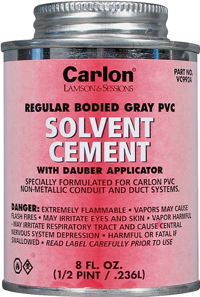 Carlon VC9924-24 Solvent Cement, 8 oz Can, Liquid, Gray [SKU: ORG6075246]