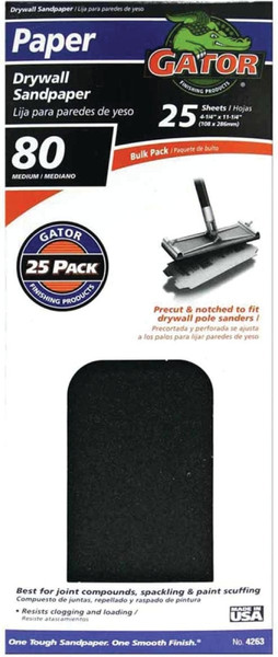 Gator 3310 Sanding Sheet, 11 in L, 4-3/8 in W, 80 Grit, Coarse, Silicone Carbide Abrasive [SKU: ORG1280452]