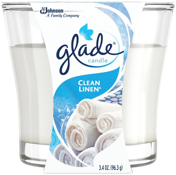 Glade 76958 Air Freshener Candle, 3.4 oz Jar, Clean Linen [SKU: ORG0398818]