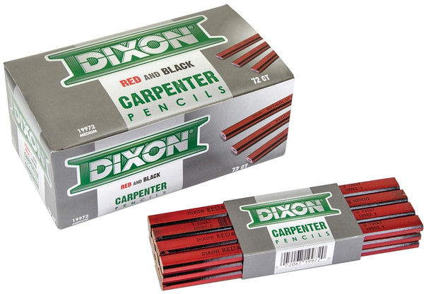 DIXON TICONDEROGA 19971 Carpenter Pencil, 7 in L, Wood Barrel, Black/Red Barrel [SKU: ORG0482703]