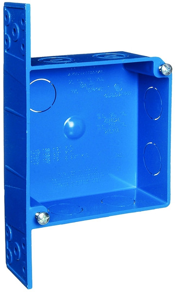 Carlon A521DE Outlet Box, 2 -Gang, 7 -Knockout, PVC, Blue, Bracket Mounting [SKU: ORG6054712]