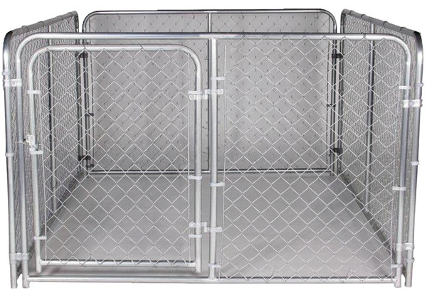 Stephens Pipe & Steel Silver DKS16084 Dog Kennel, 6 ft OAL, 8 ft OAW, 4 ft OAH, Steel, Galvanized [SKU: ORG6050082]