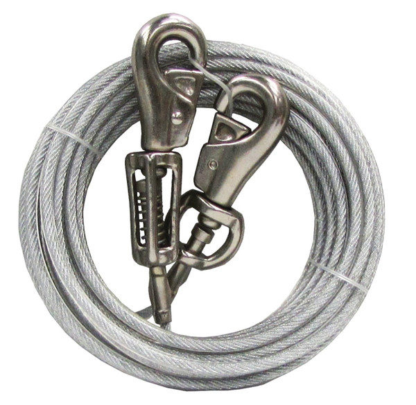 Boss Pet PDQ Q5720SPG99 Tie-Out with Spring, 20 ft L Belt/Cable, For: Extra Large Dogs Up to 125 lb [SKU: ORG1867720]